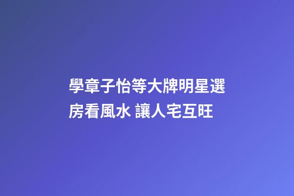 學章子怡等大牌明星選房看風水 讓人宅互旺